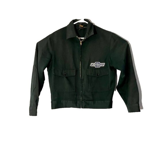 VTG LEE Cheetopa Chevrolet 60s 70s Green Service Jacket Sz 44